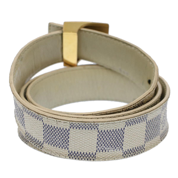 LOUIS VUITTON Damier Azur Ceinture Carre Belt 29.5""-33.5"" M9678 LV Auth 55072 - Picture 3 of 8